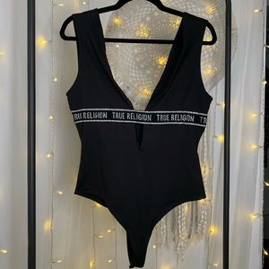True Religion black thong style bodysuit Size L